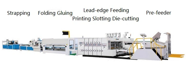 Automatic Flexo Printer Slotter Die-Cutter Folder Gluer Strapper Inline Machine